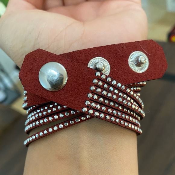 Burgundy Rhinestones Choker - Picture 4 of 8